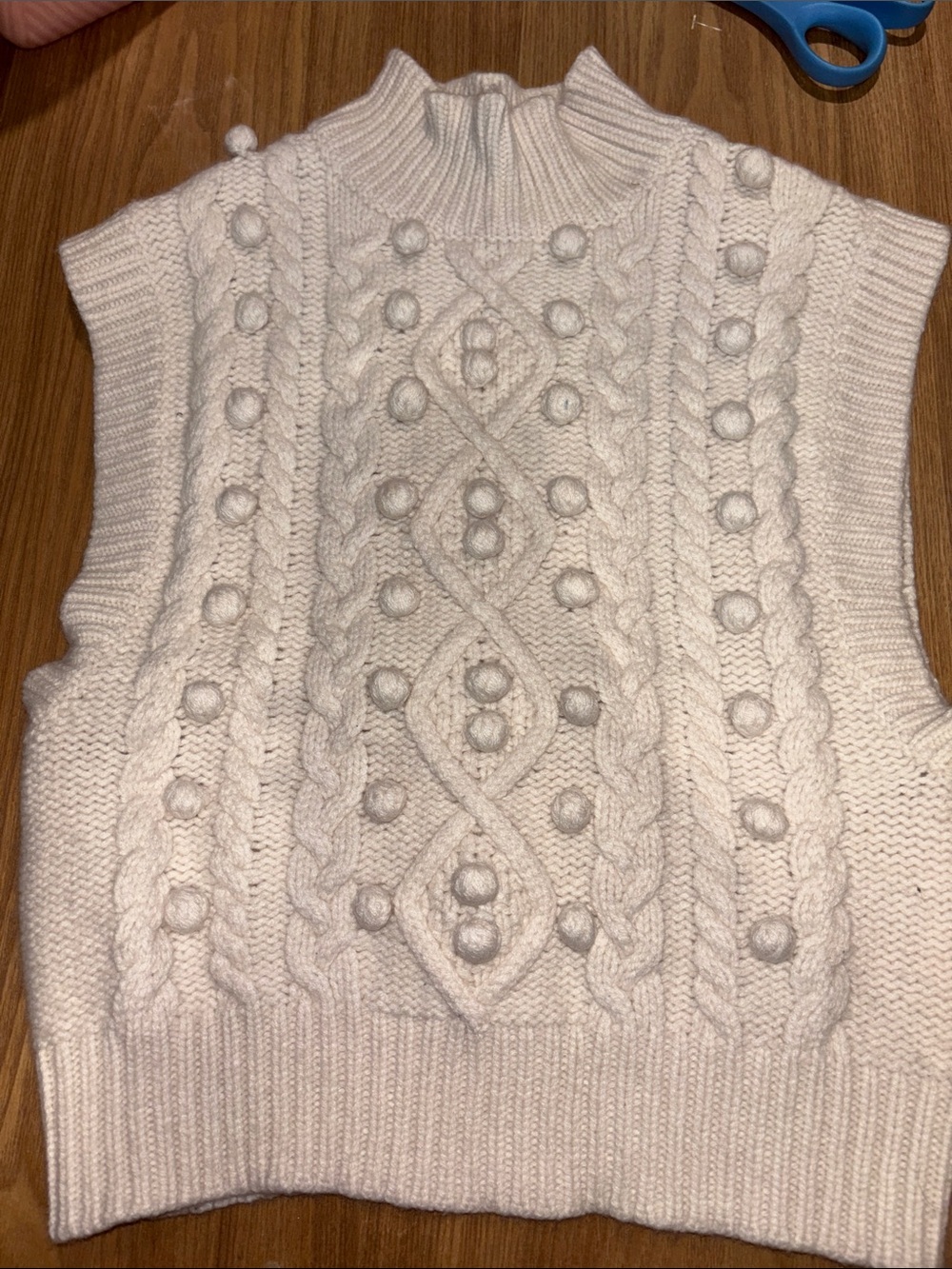 Wilfred Cream Cable Knit Mock Neck Sweater Vest